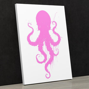 Pink Dancing Octopus: Whimsical Marine Canvas Art - Luxury Wall Art 