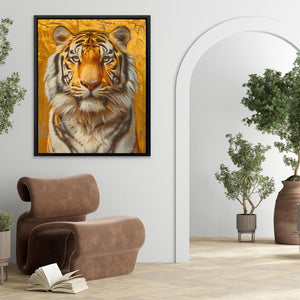 a painting of a tiger in a room