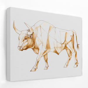 a drawing of a bull on a white wall