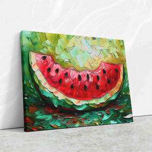 a painting of a watermelon on a white wall