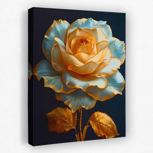 a painting of a yellow rose on a black background