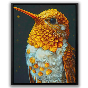 a painting of a bird with yellow feathers