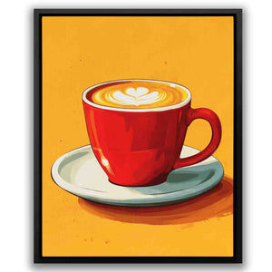 a painting of a cup of coffee on a saucer