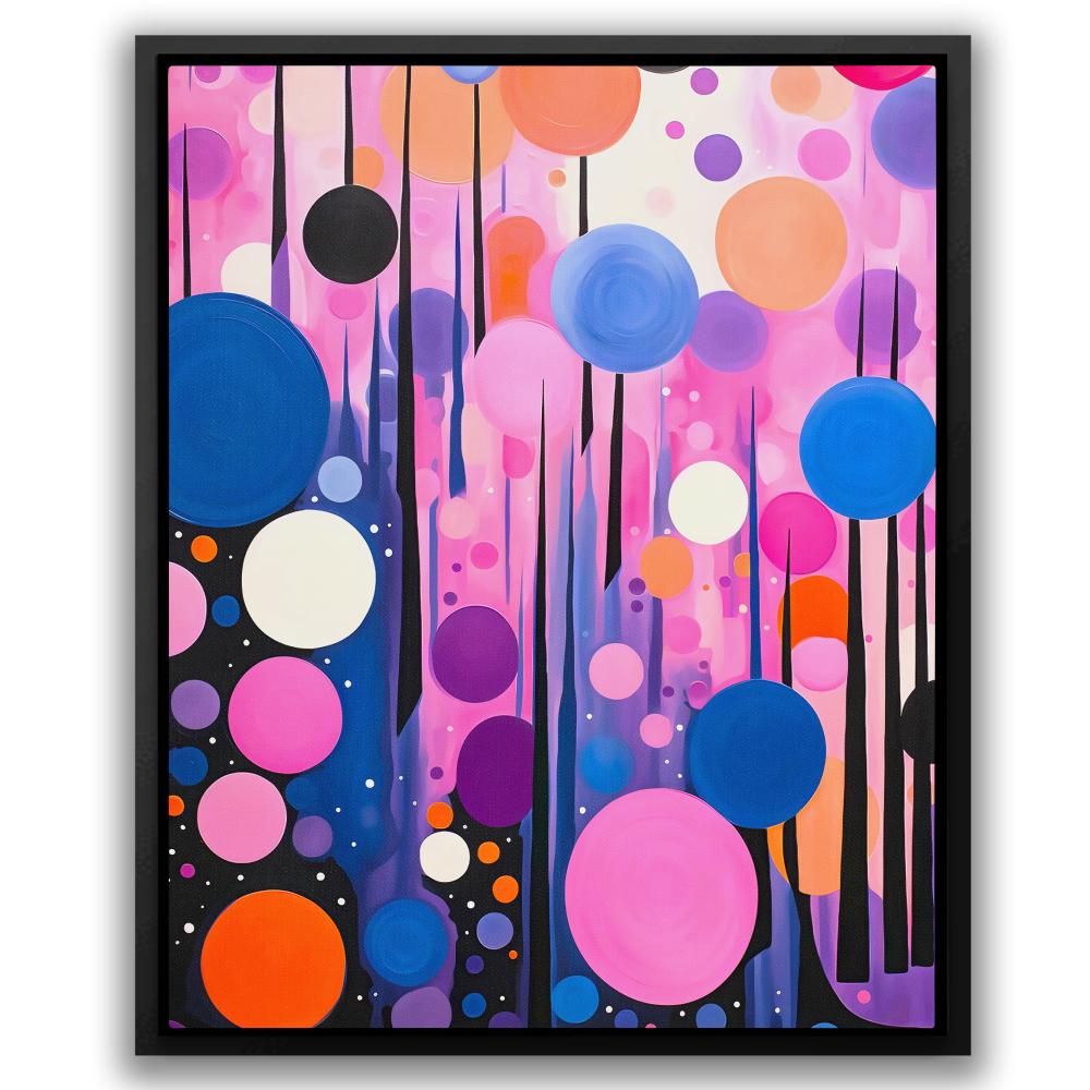 a painting of circles and stripes on a white background