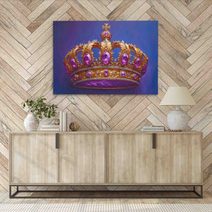 a painting of a crown on a wall