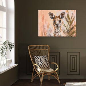 a painting of a deer in a living room