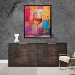 a painting of a glass of wine on a wall