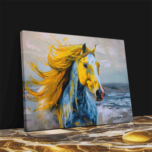 a painting of a horse on a table