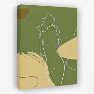 a painting of a nude woman on a green background