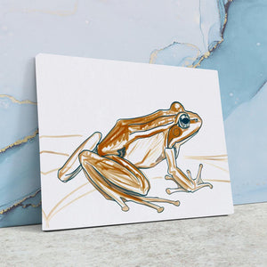 a painting of a frog sitting on a table