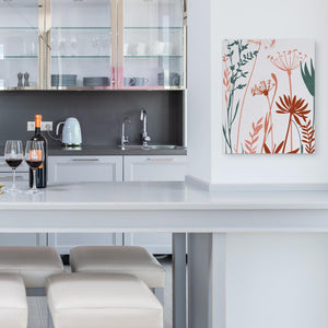 a kitchen with a white counter top and white stools