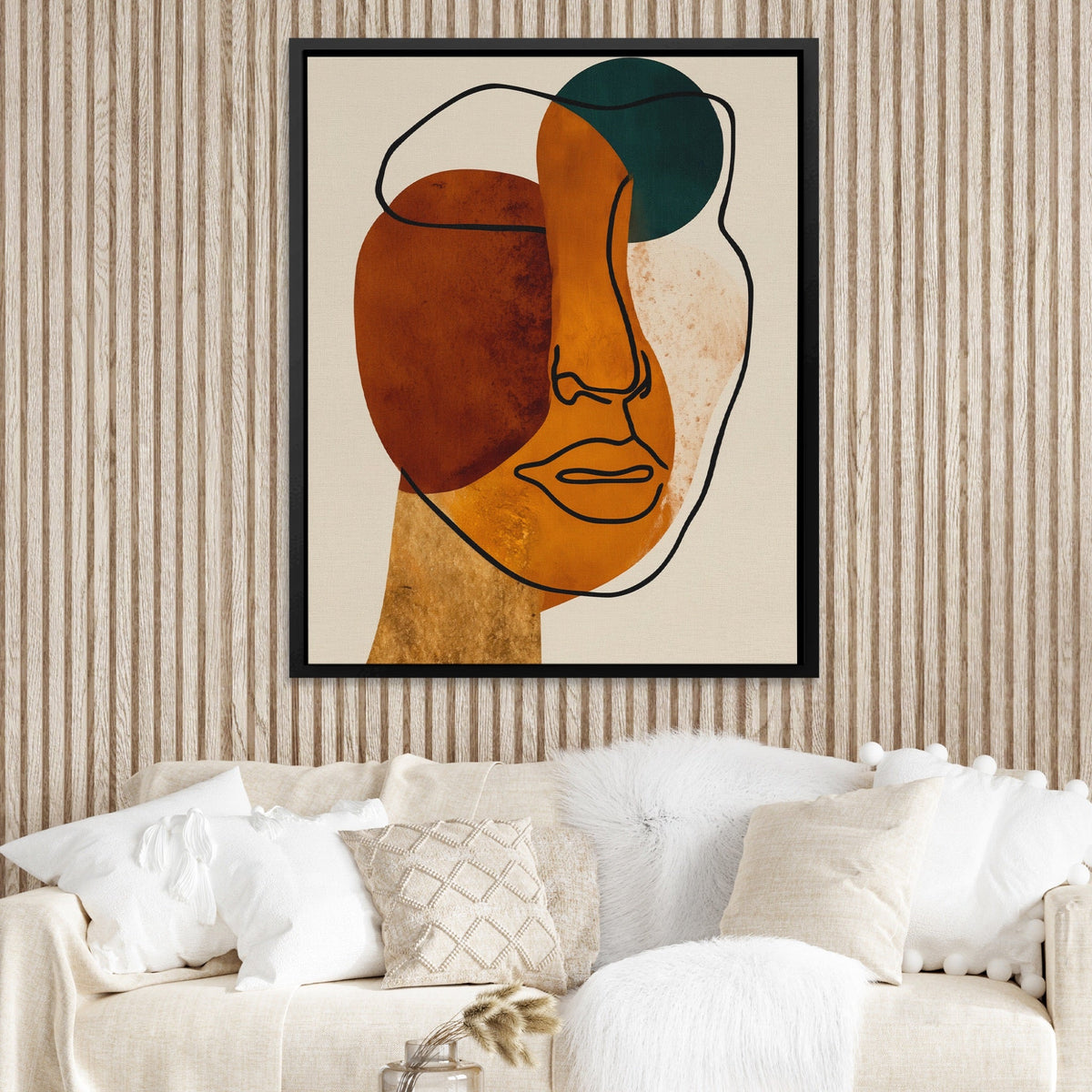Face Ochre Composition canvas wall art, room view