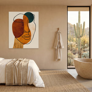 Face Ochre Composition canvas wall art, room view
