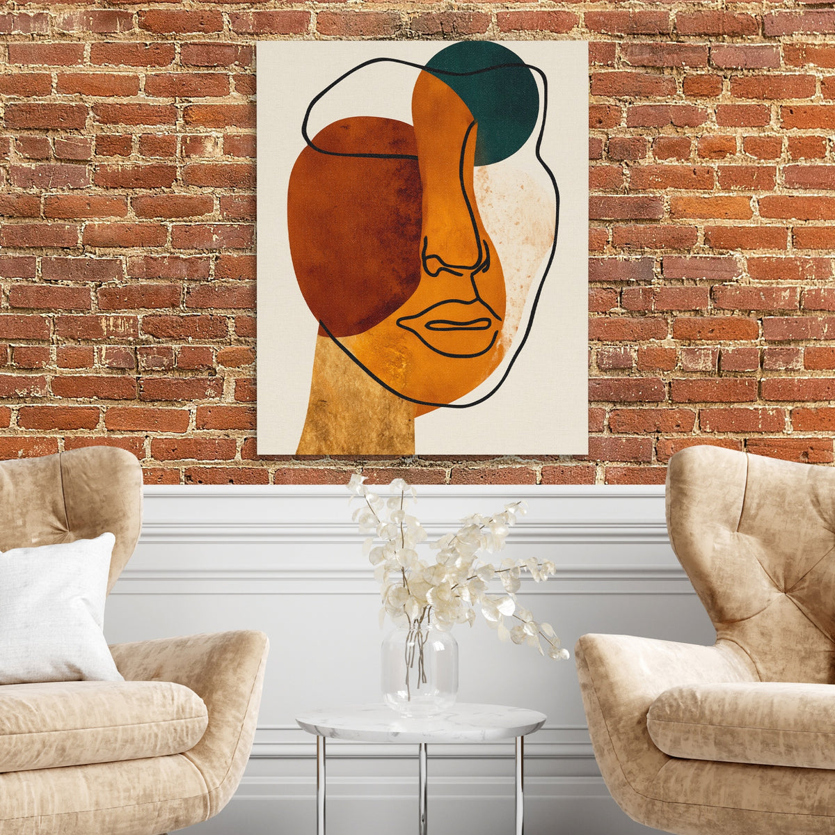 Face Ochre Composition — Face Ochre Composition Two Chairs and Brick Wall 315