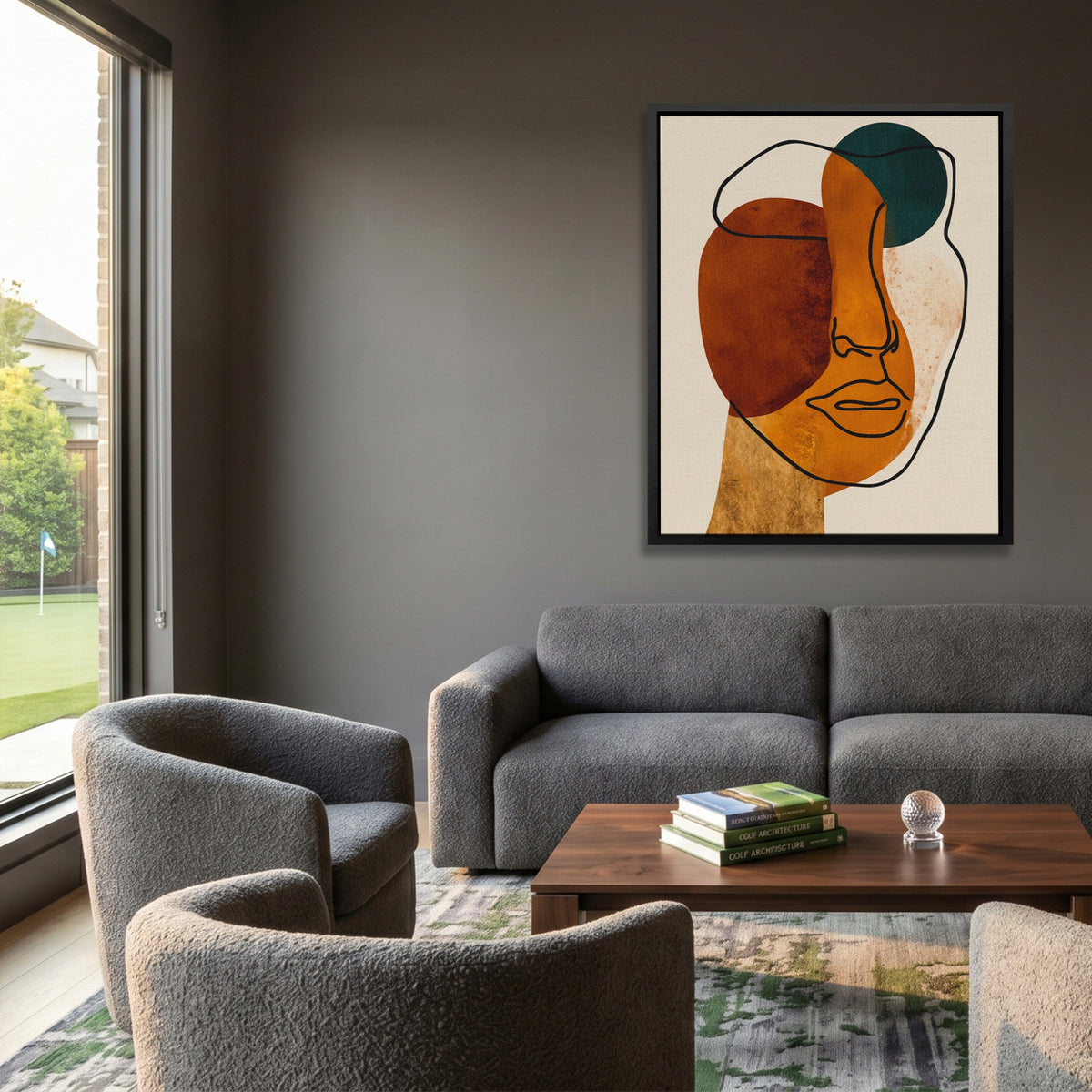 Face Ochre Composition — Face Ochre Composition Golf Course House Port 99