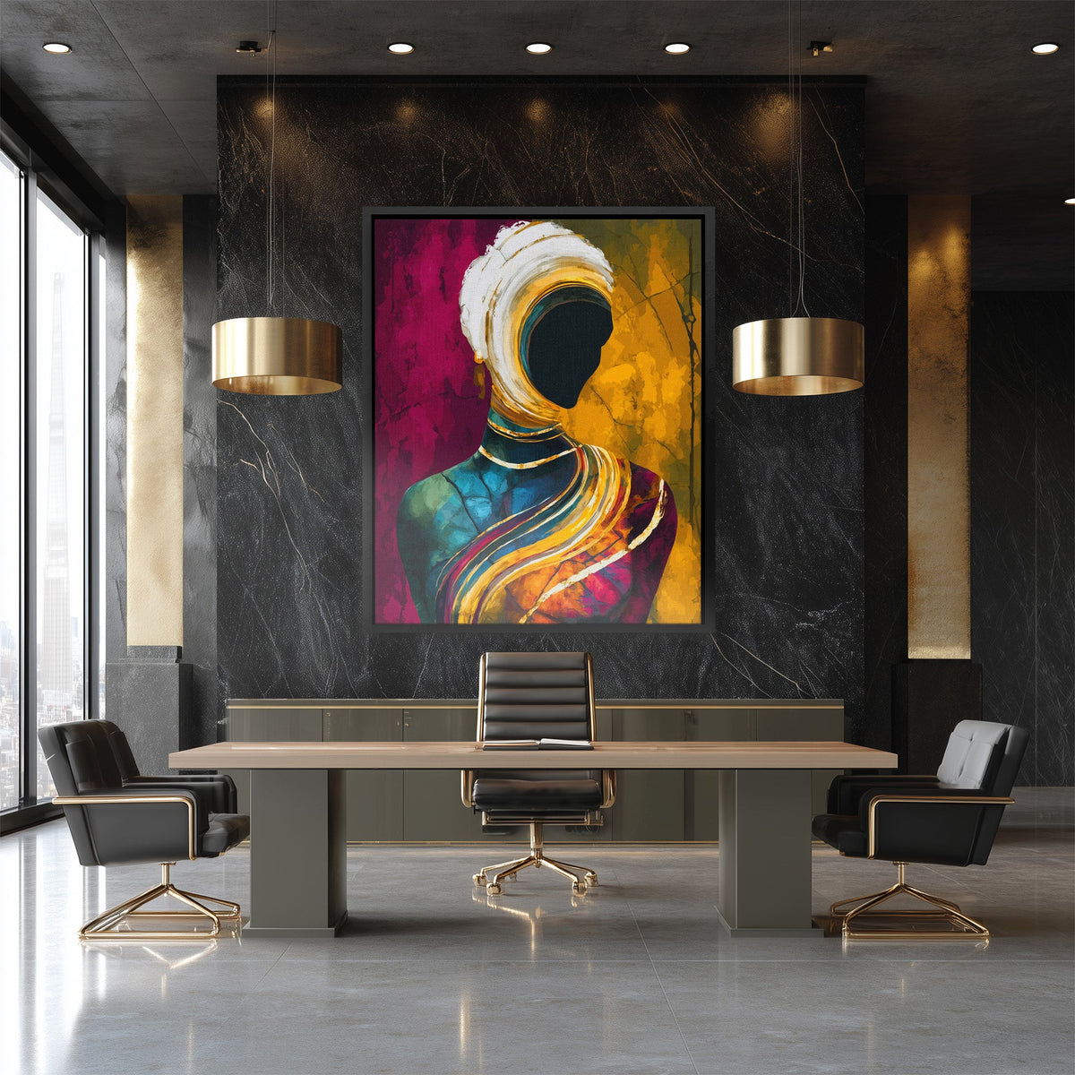 Faceless Golden Dreamer - Luxury Wall Art