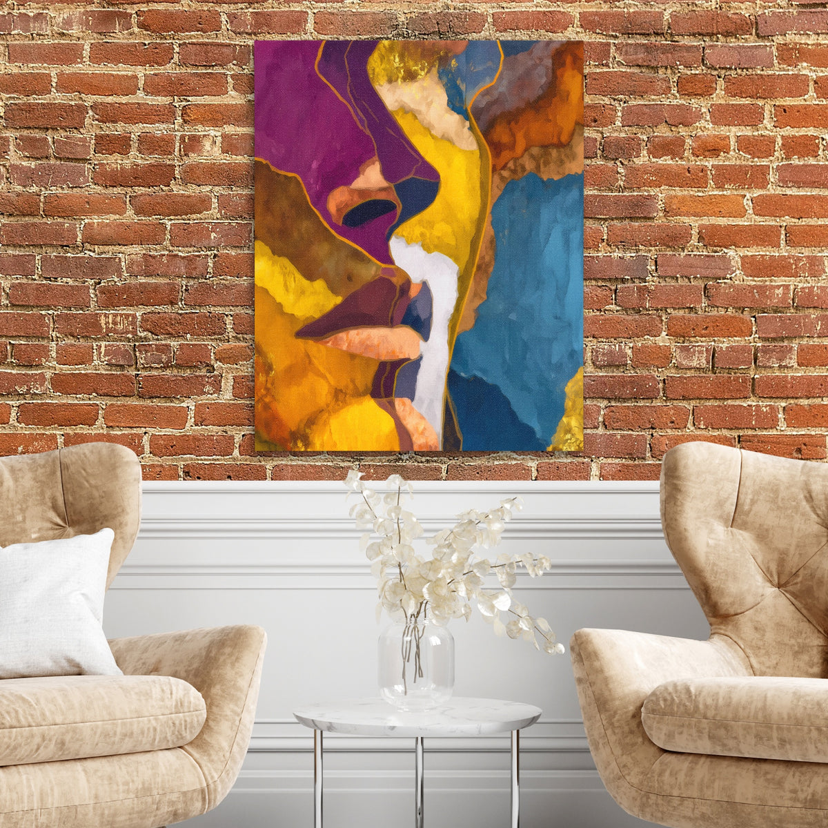 Facial Expression Minimalist — Facial Expression Minimalist Two Chairs and Brick Wall 316