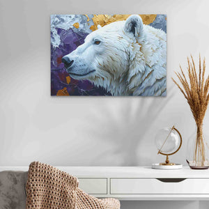 a painting of a polar bear on a wall