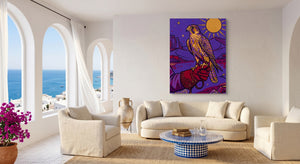Falcon Over Crimson Dunes — falcon over crimson dunes beachside couch livingroom 1port flush print