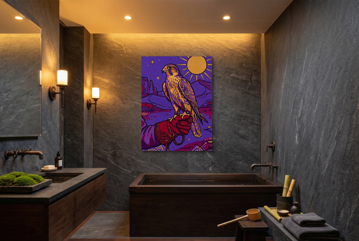 Falcon Over Crimson Dunes — falcon over crimson dunes luxury bathroom interior 1port flush print