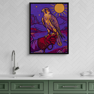 Falcon Over Crimson Dunes — falcon over crimson dunes sq green kitchen 1port framed black