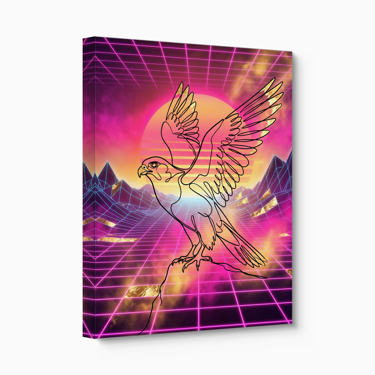 Falcon Retro Sunset — falcon retro sunset angled flush print