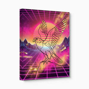 Falcon Retro Sunset — falcon retro sunset angled flush print