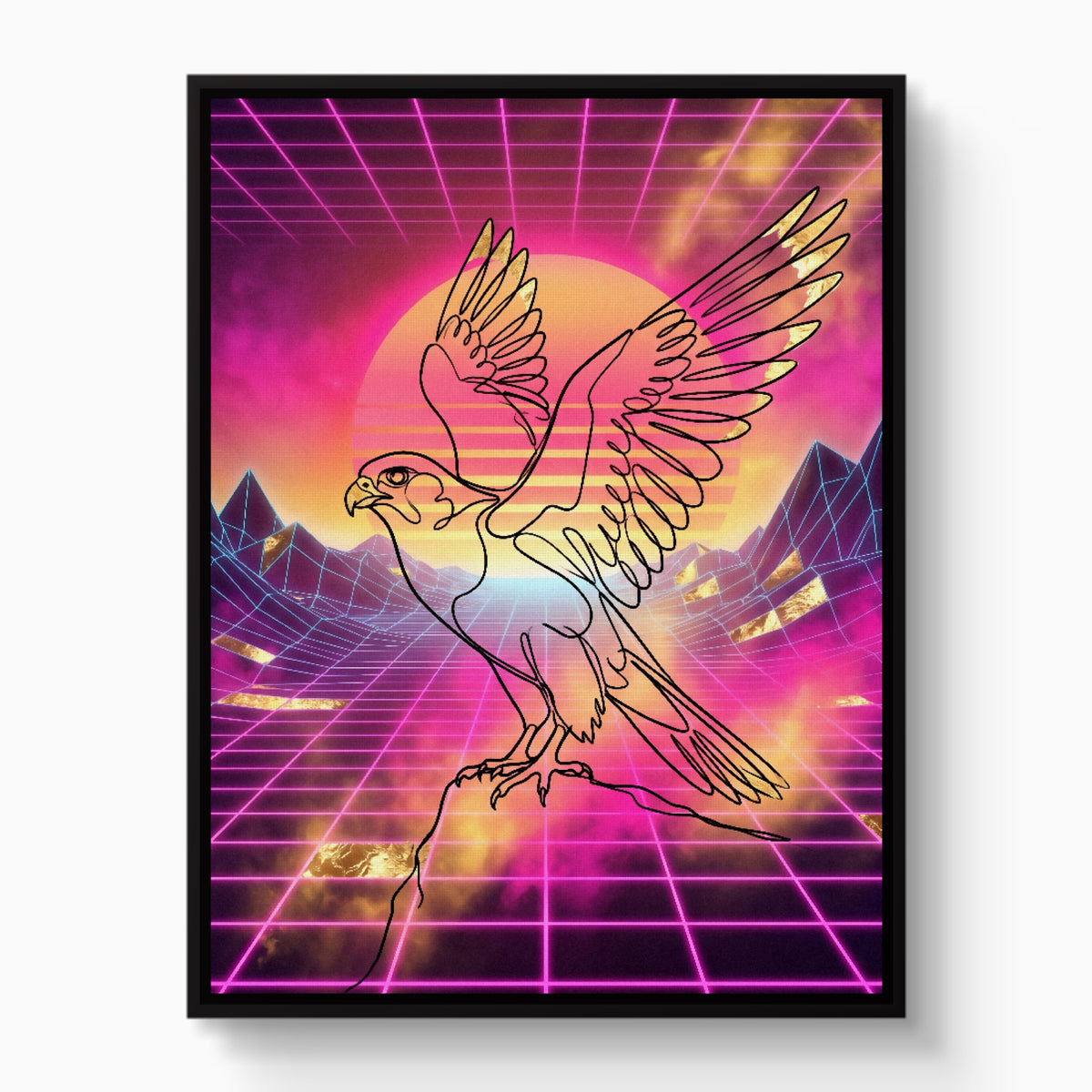Falcon Retro Sunset — falcon retro sunset white studio framed black