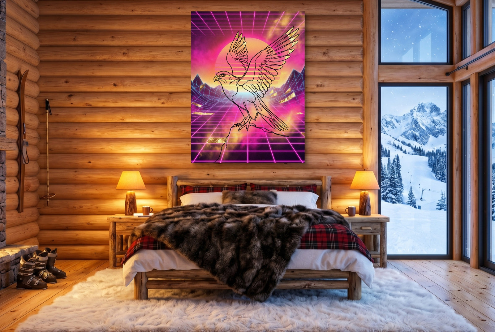 Falcon Retro Sunset — falcon retro sunset white studio framed black