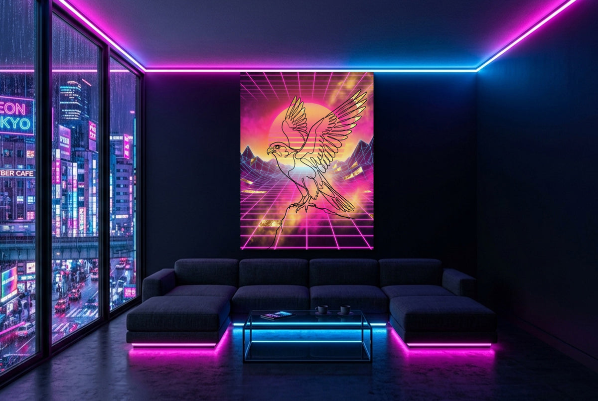 Falcon Retro Sunset — falcon retro sunset modern living room with neon lights 1port flush print