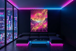 Falcon Retro Sunset — falcon retro sunset modern living room with neon lights 1port flush print