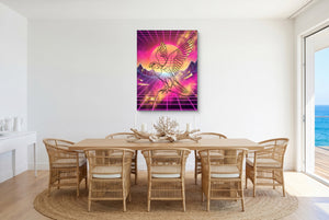 Falcon Retro Sunset — falcon retro sunset small dining room with ocean view 1port flush print