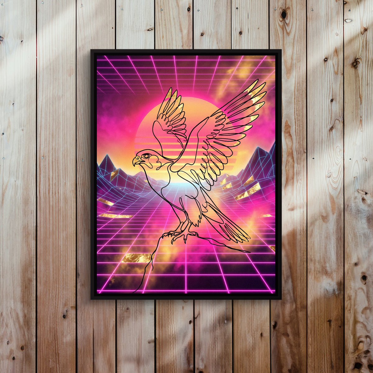 Falcon Retro Sunset — falcon retro sunset sq bed 2 wood panel 1port framed black