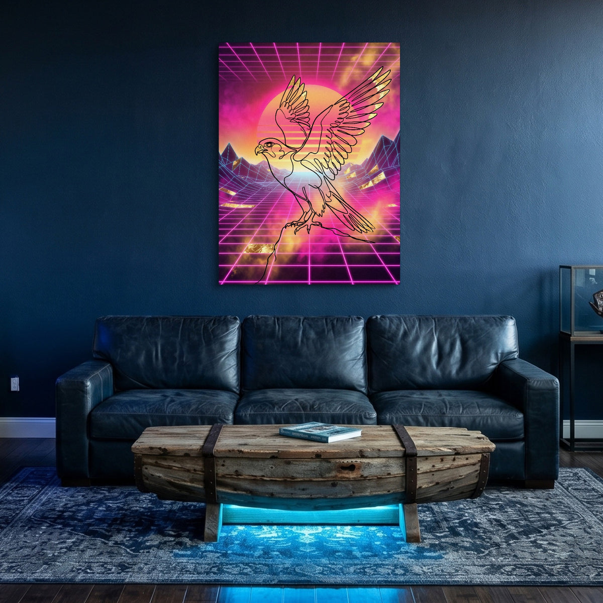 Falcon Retro Sunset — falcon retro sunset sq underwater den 1port flush print