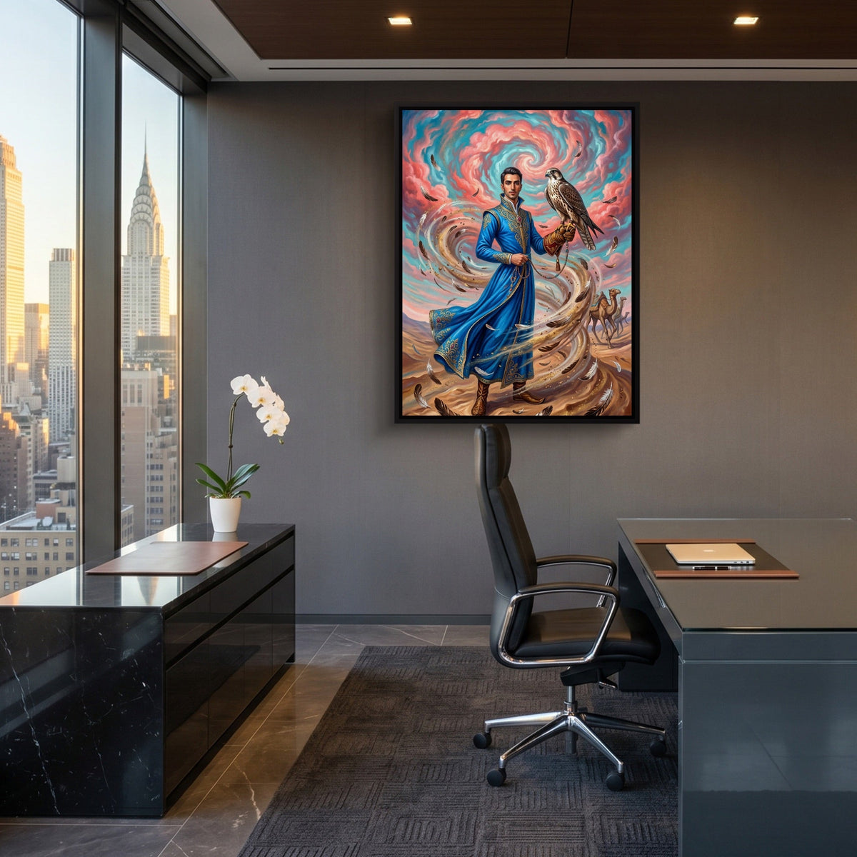 Falconer in Desert Wind - Luxury Wall Art