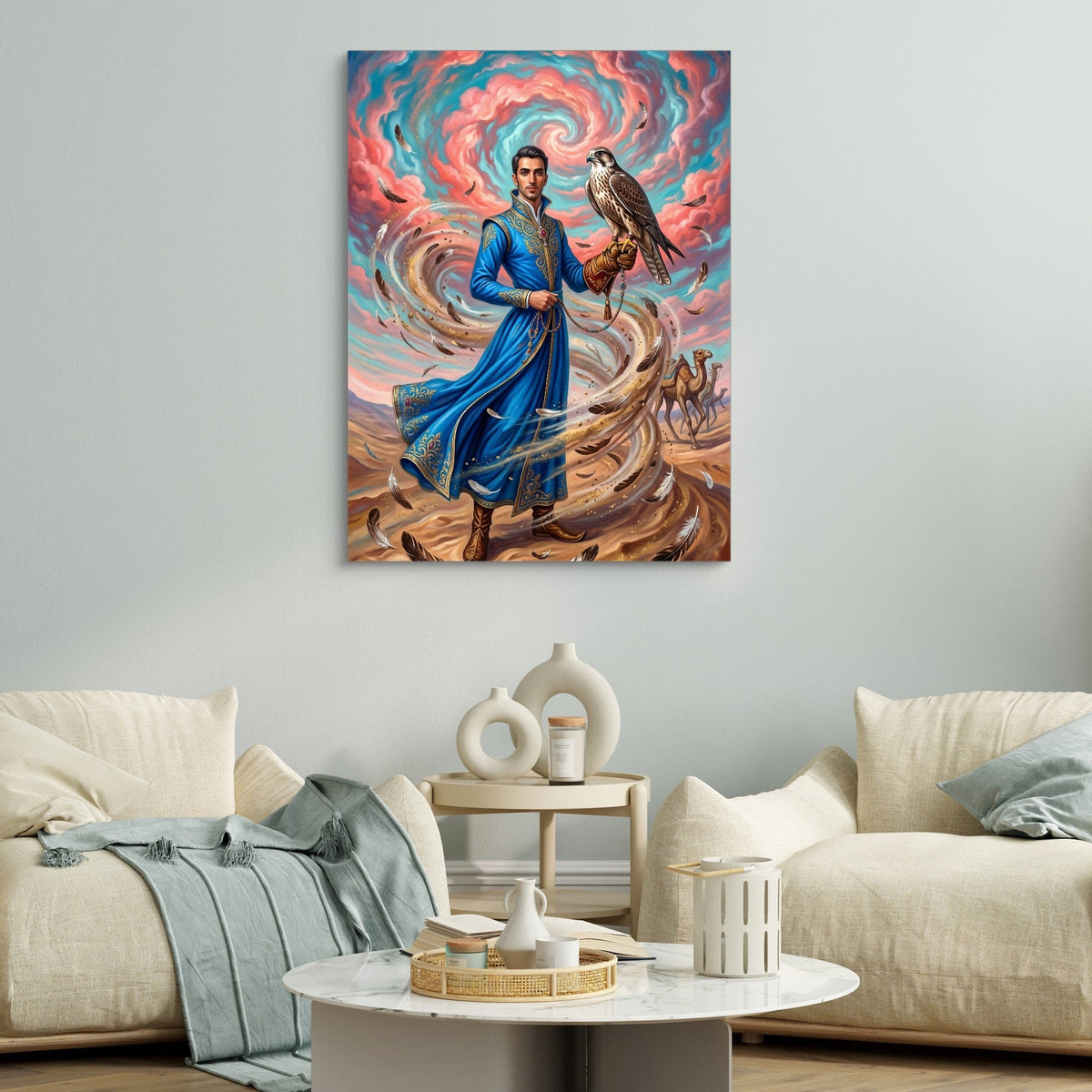 Falconer in Desert Wind - Luxury Wall Art