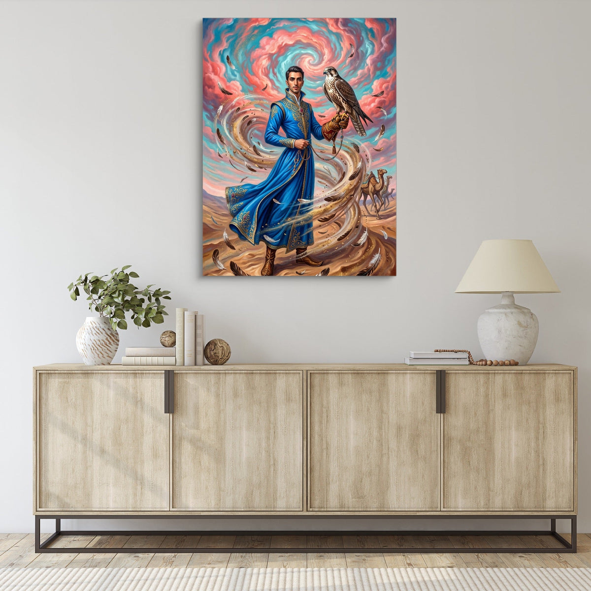 Falconer in Desert Wind - Luxury Wall Art