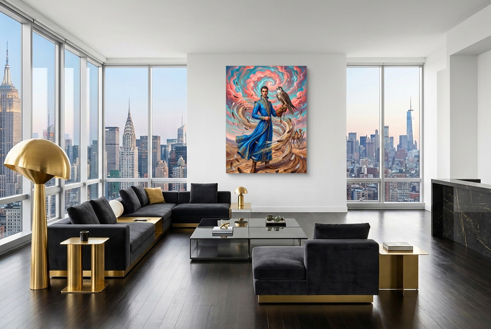 Falconer in Desert Wind - Luxury Wall Art