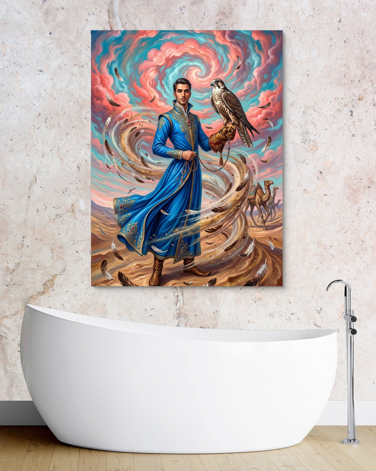 Falconer in Desert Wind - Luxury Wall Art