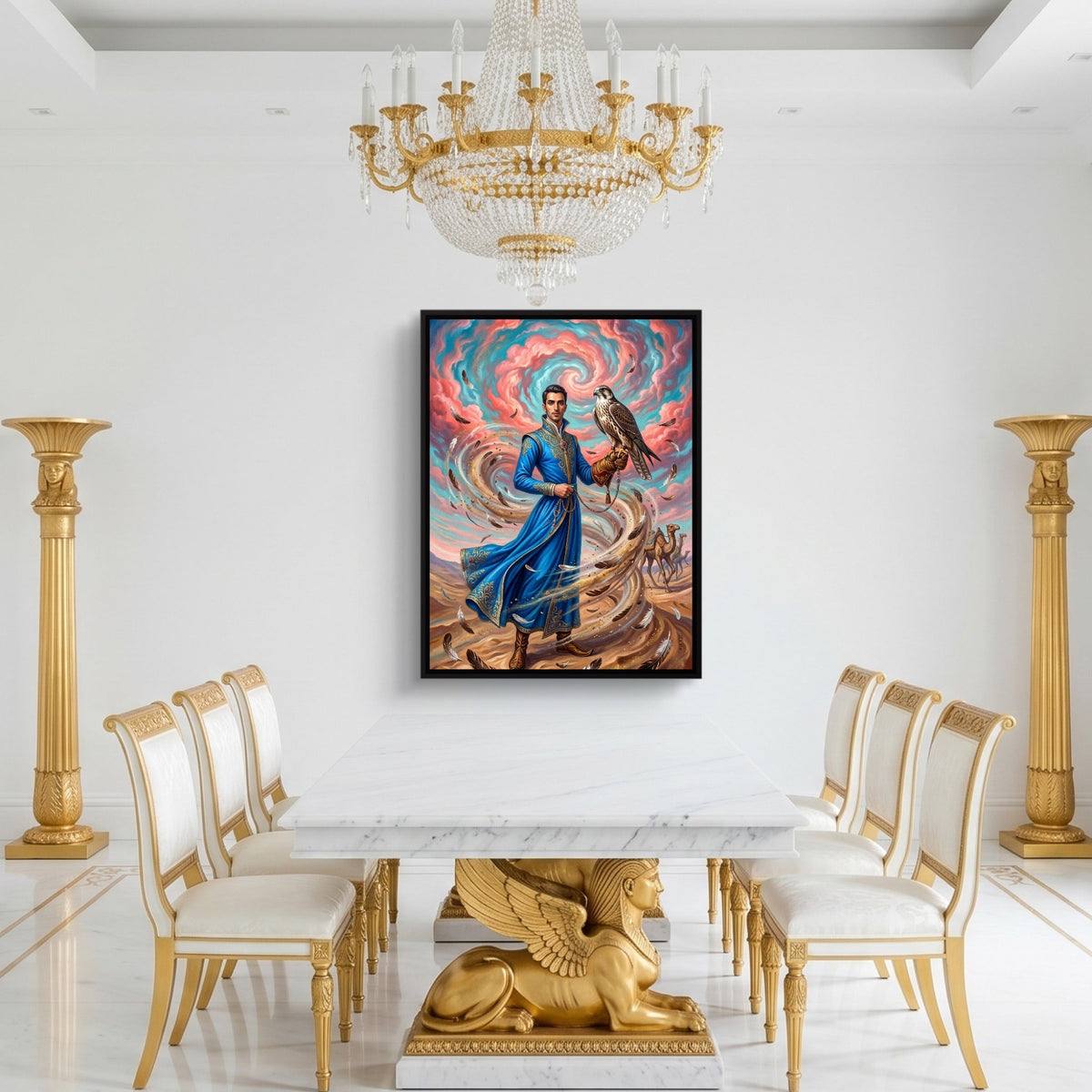 Falconer in Desert Wind - Luxury Wall Art