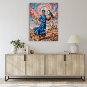 Falconer in Desert Wind — falconer in desert wind sq living room desk 1port flush print