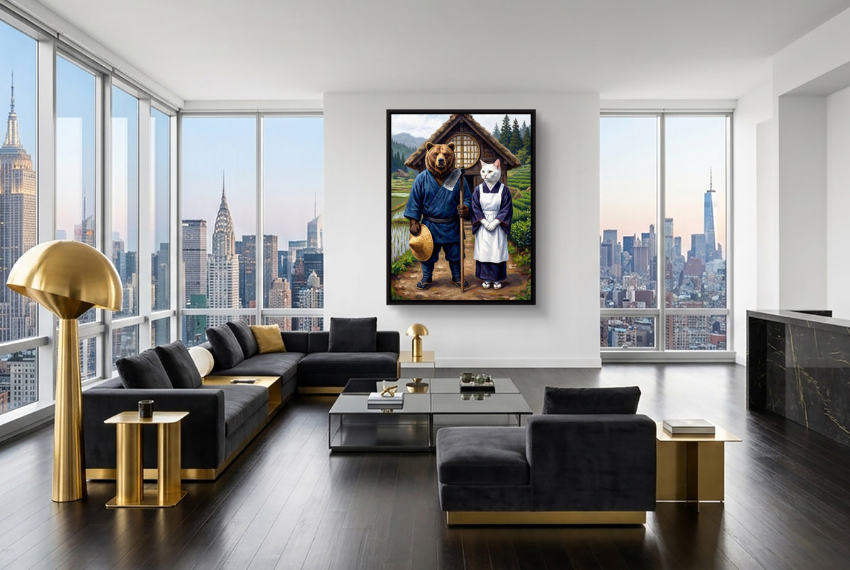Farmers By Thatched House — farmers by thatched house modern living room interior 4 1port framed black