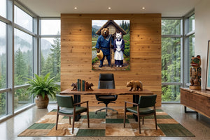 Farmers By Thatched House — farmers by thatched house office with wooden desk 1port flush print