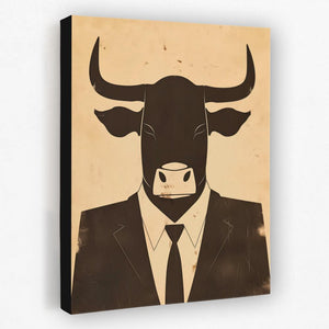 a picture of a bull wearing a suit and tie