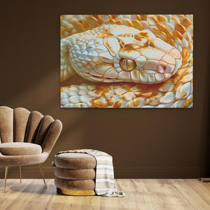 a painting of a snake on a brown wall