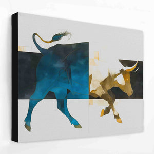 a painting of a bull and a bull on a wall
