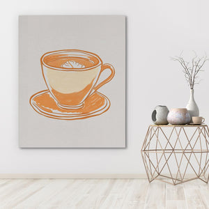 a painting of a cup of coffee on a table