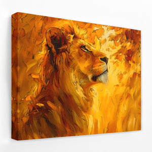 a painting of a lion on a white wall