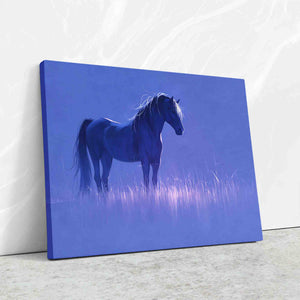 a painting of a horse standing in a field