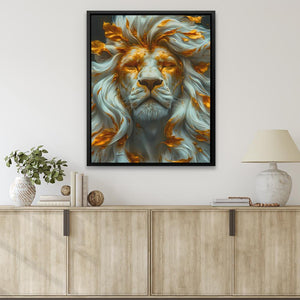 a picture of a lion's head on a wall